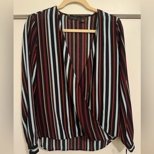 NWT Halogen Striped Wrap Top